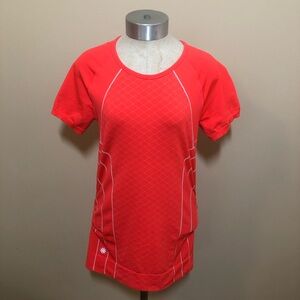 Athleta finish fast line bright red it neon tee short sleeve athletic active
